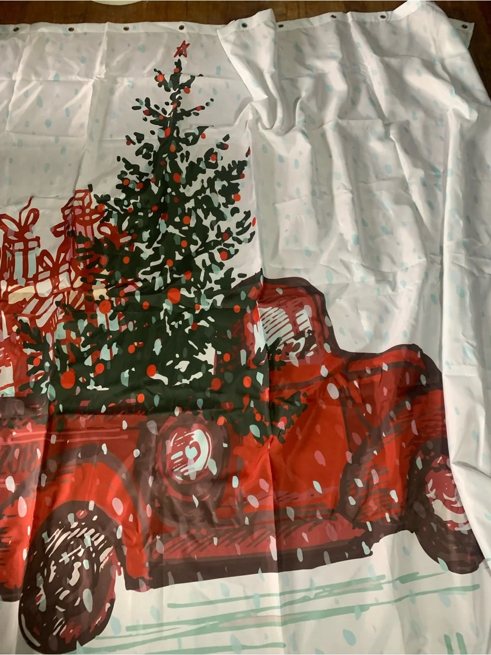Christmas Red Truck Design Shower Curtain - New